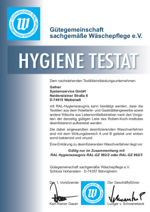 Hygiene Testat für Hotel- und Gaststättengewerbe